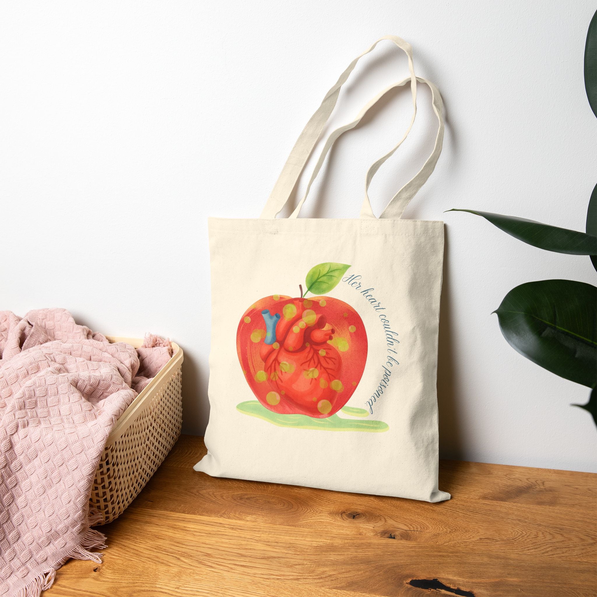 Snow White's Heart Cotton Canvas Tote Bag