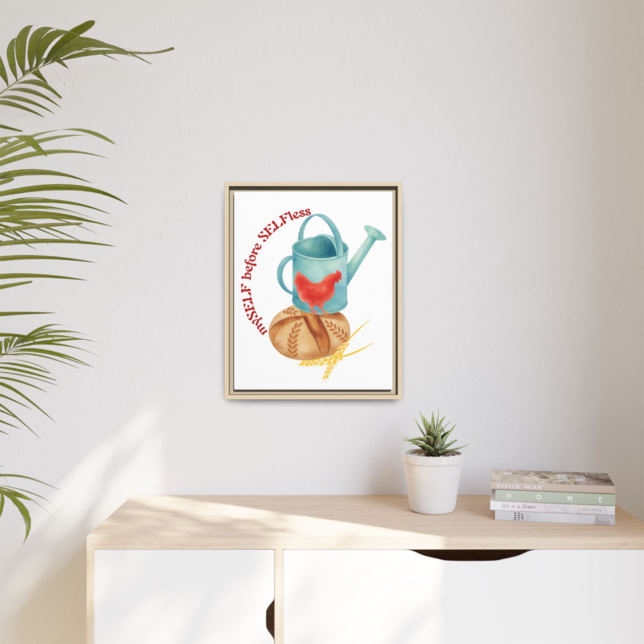 Red Hen's Self Matte Canvas, Framed (Multi-color)