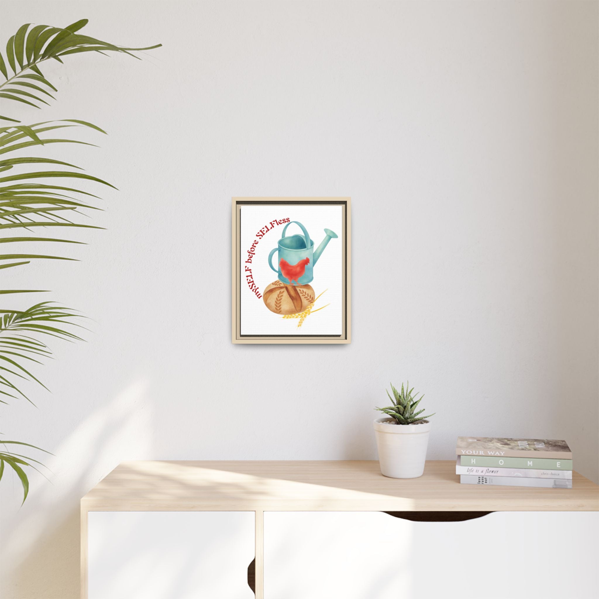 Red Hen's Self Matte Canvas, Framed (Multi-color)