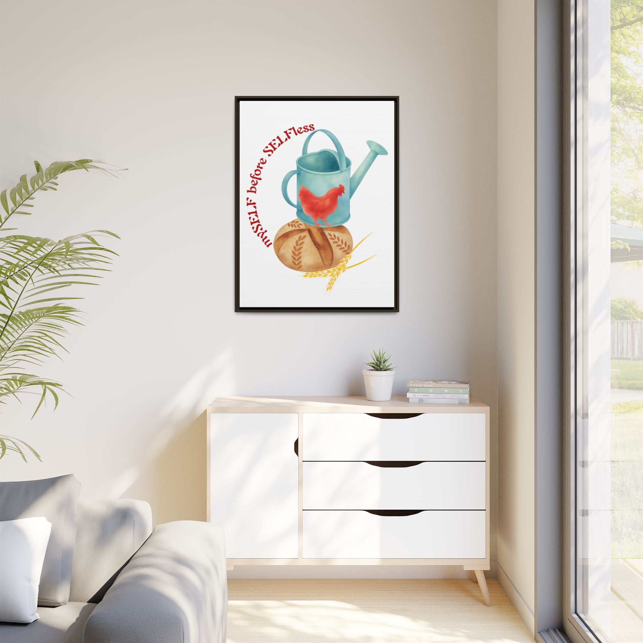 Red Hen's Self Matte Canvas, Framed (Multi-color)