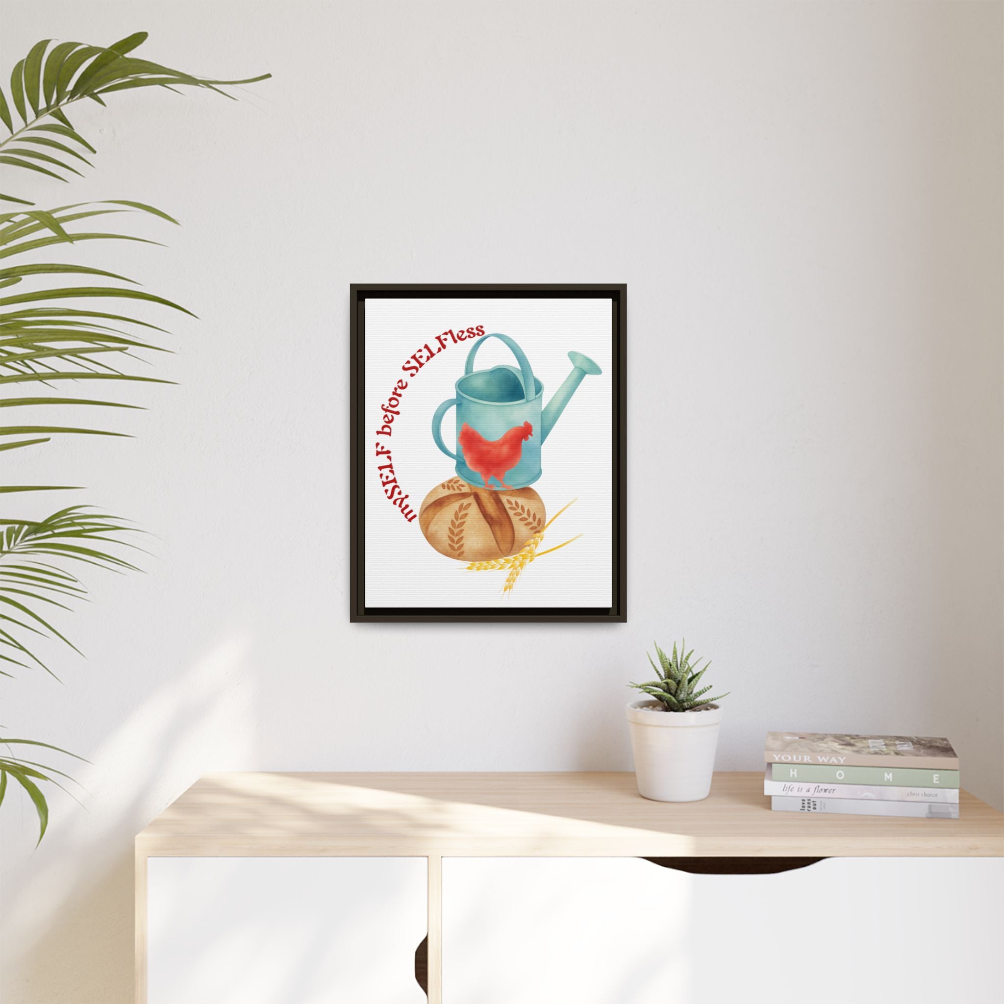 Red Hen's Self Matte Canvas, Framed (Multi-color)