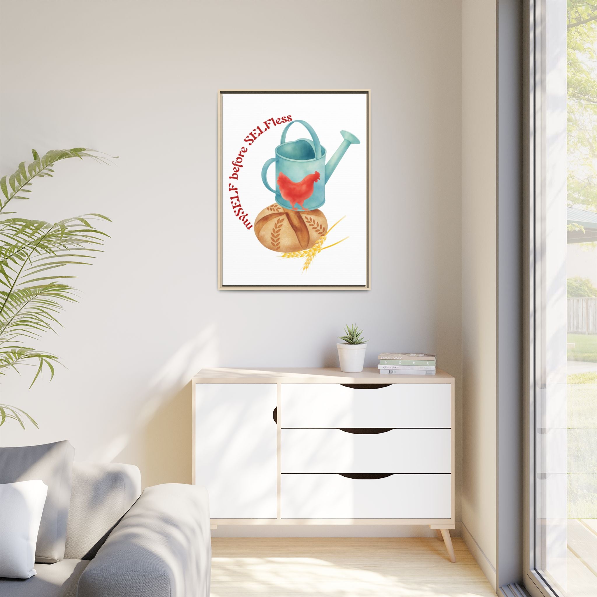 Red Hen's Self Matte Canvas, Framed (Multi-color)