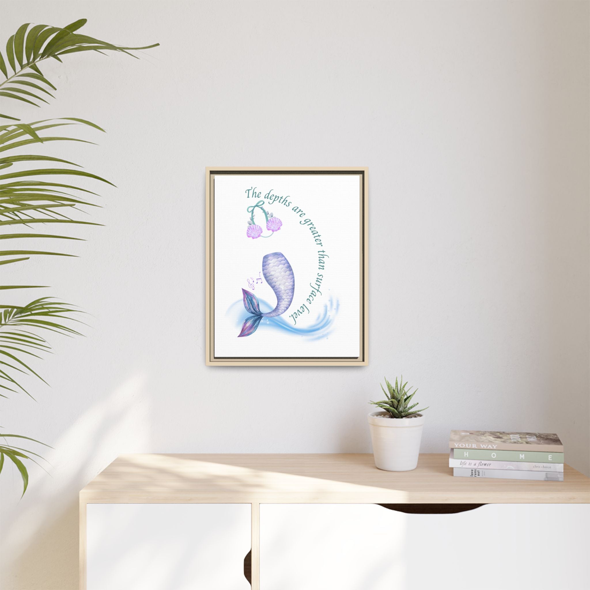 Little Mermaid's Depth Matte Canvas, Framed (Multi-color)