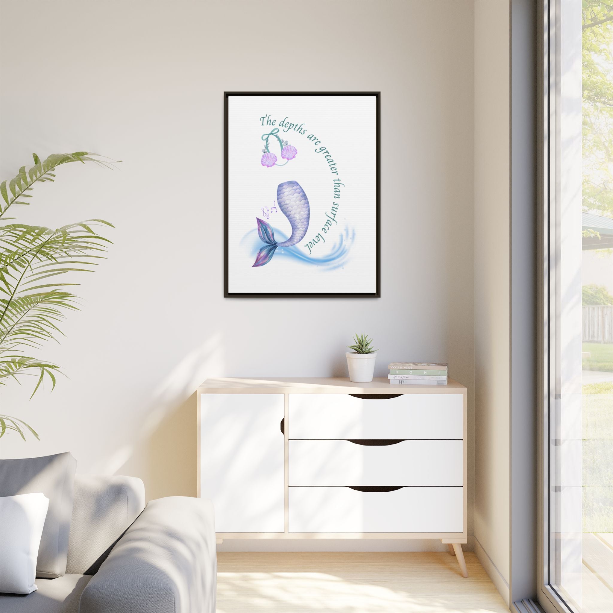 Little Mermaid's Depth Matte Canvas, Framed (Multi-color)
